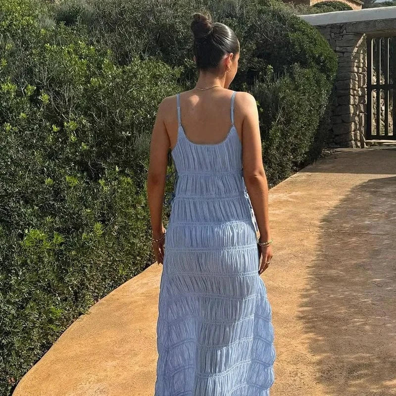 Robe été bohème longue frossée