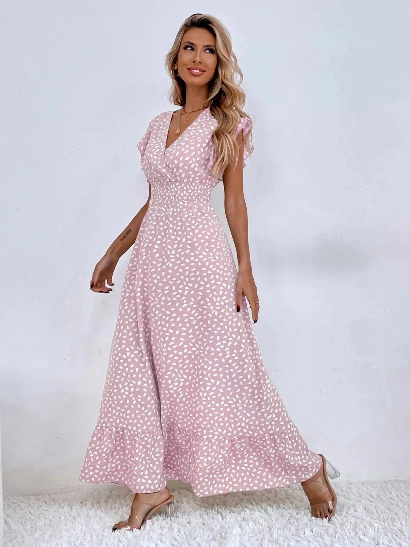 robe été bohème fluide longue trapèze manches courtes pour invitée mariage champêtre