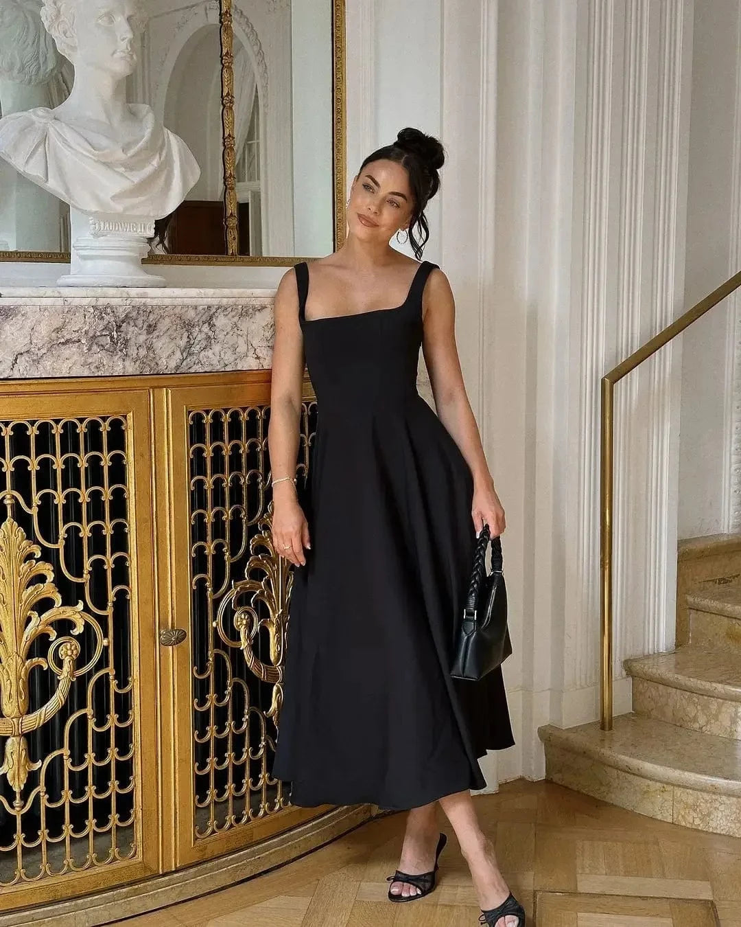 robe été chic trapèze sans manches col carré pour mariage invité chic ou cocktail en plein air