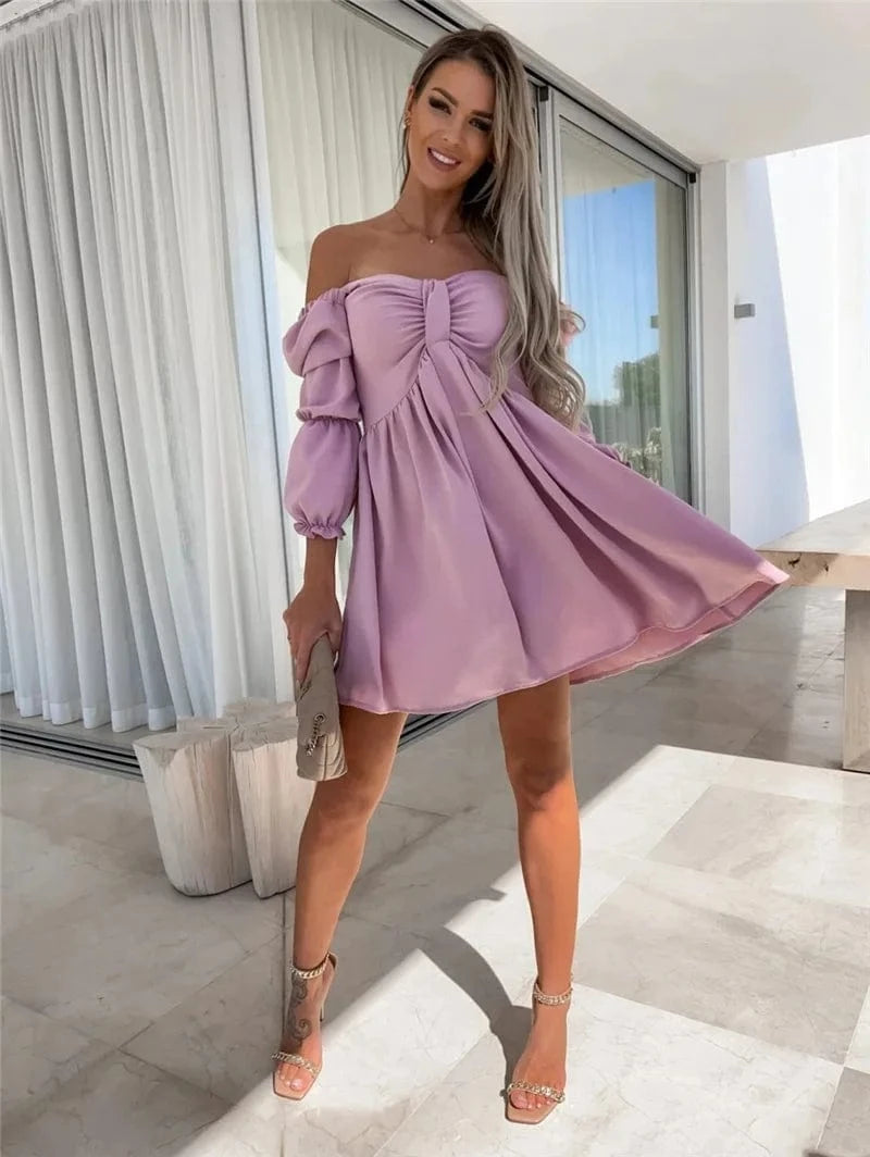 robe été courte fluide épaules dénudées style bohème chic pour plage ou vacances d'été femme élégante