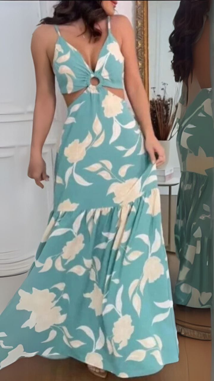 robe été longue dos nu tropicale fluide pour plage ou vacances chic légère et confortable