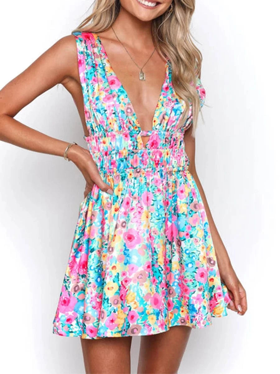 robe été courte fleurie dos nu chic idéale pour plage ou soirée estivale décontractée et tendance