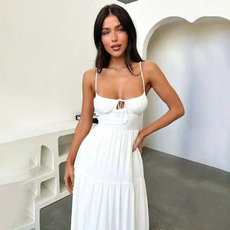 Robe été longue dos nu bohème