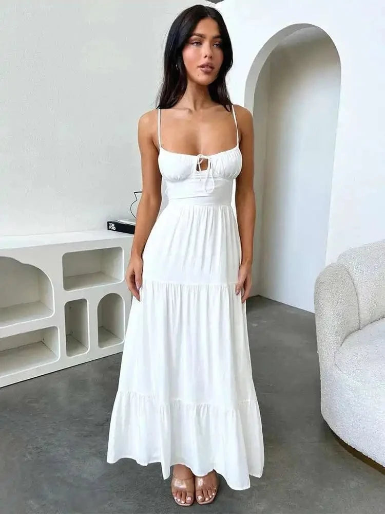 Robe été longue dos nu bohème