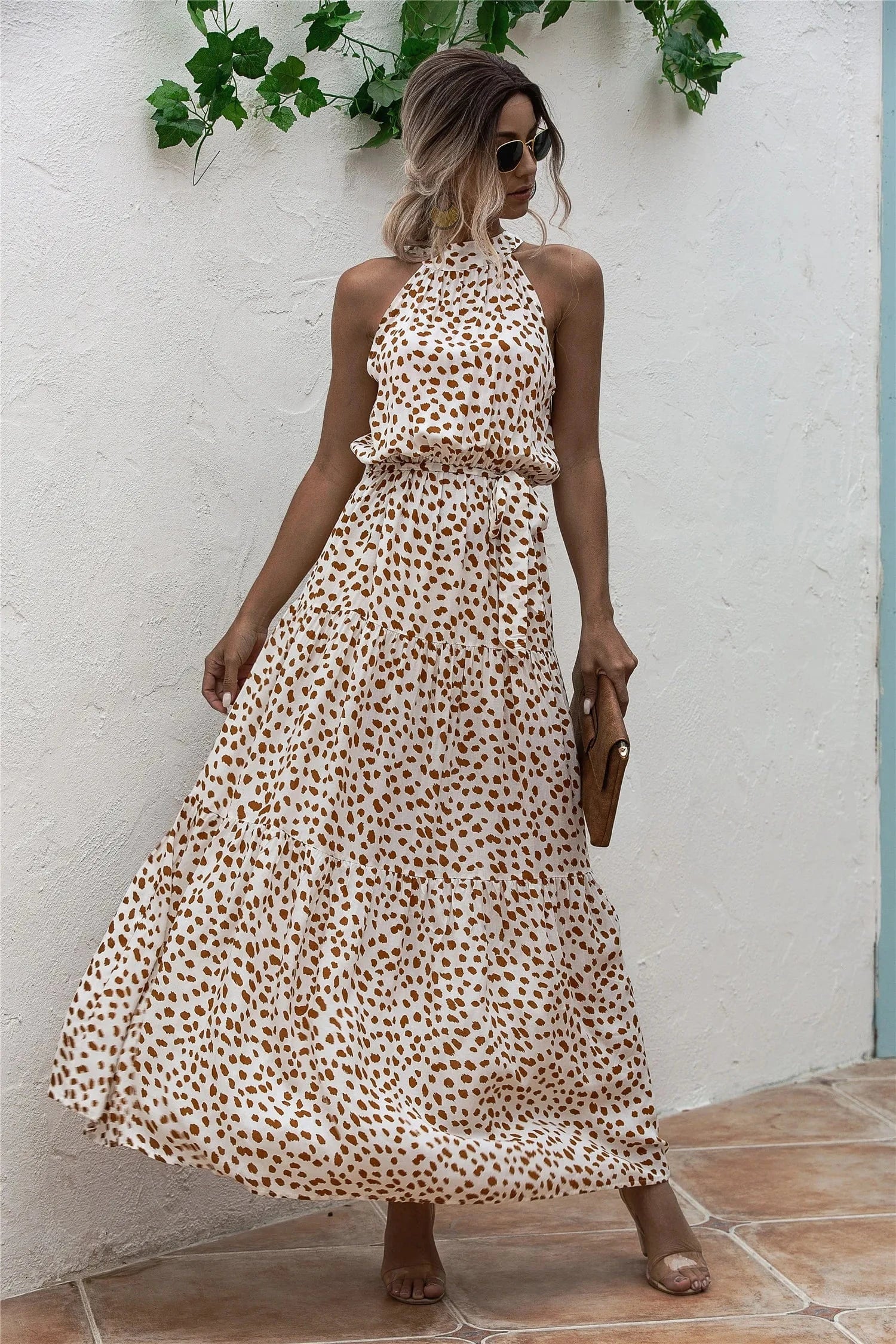 Robe été longue halter fluide