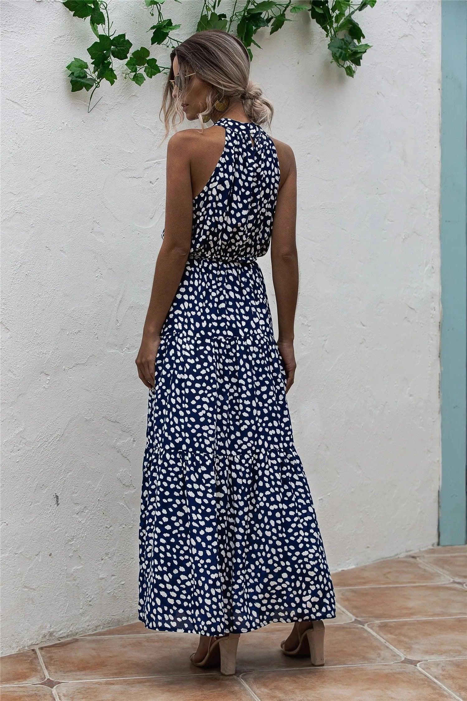 Robe été longue halter fluide