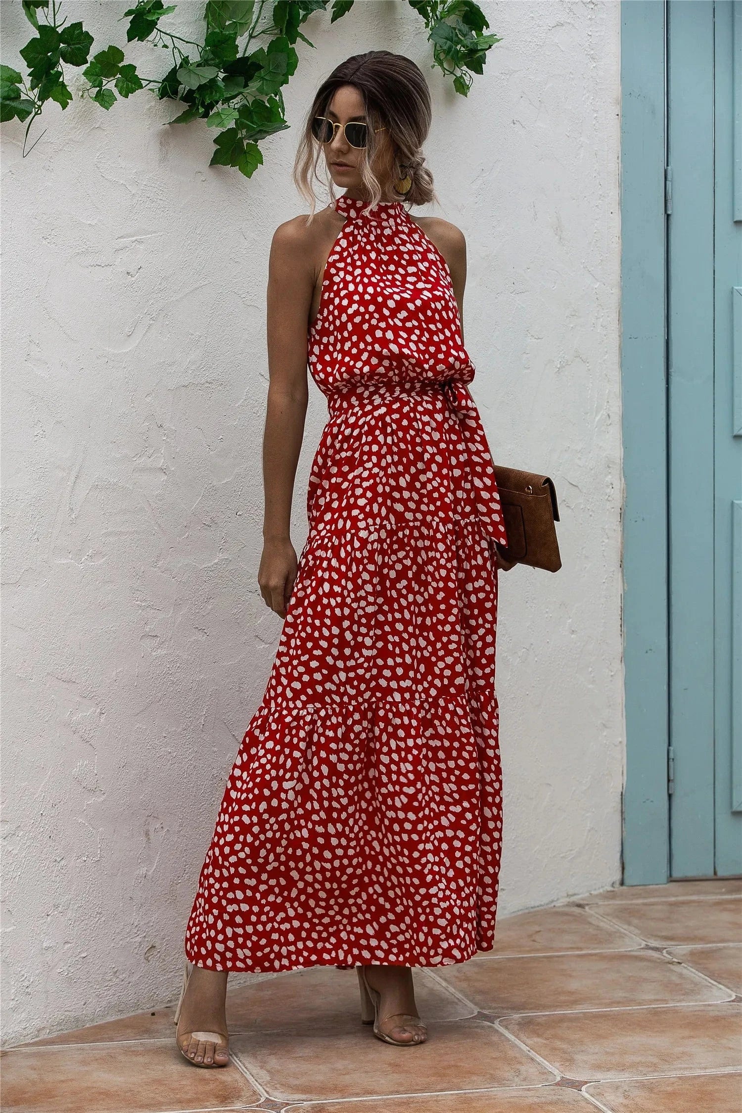 Robe été longue halter fluide