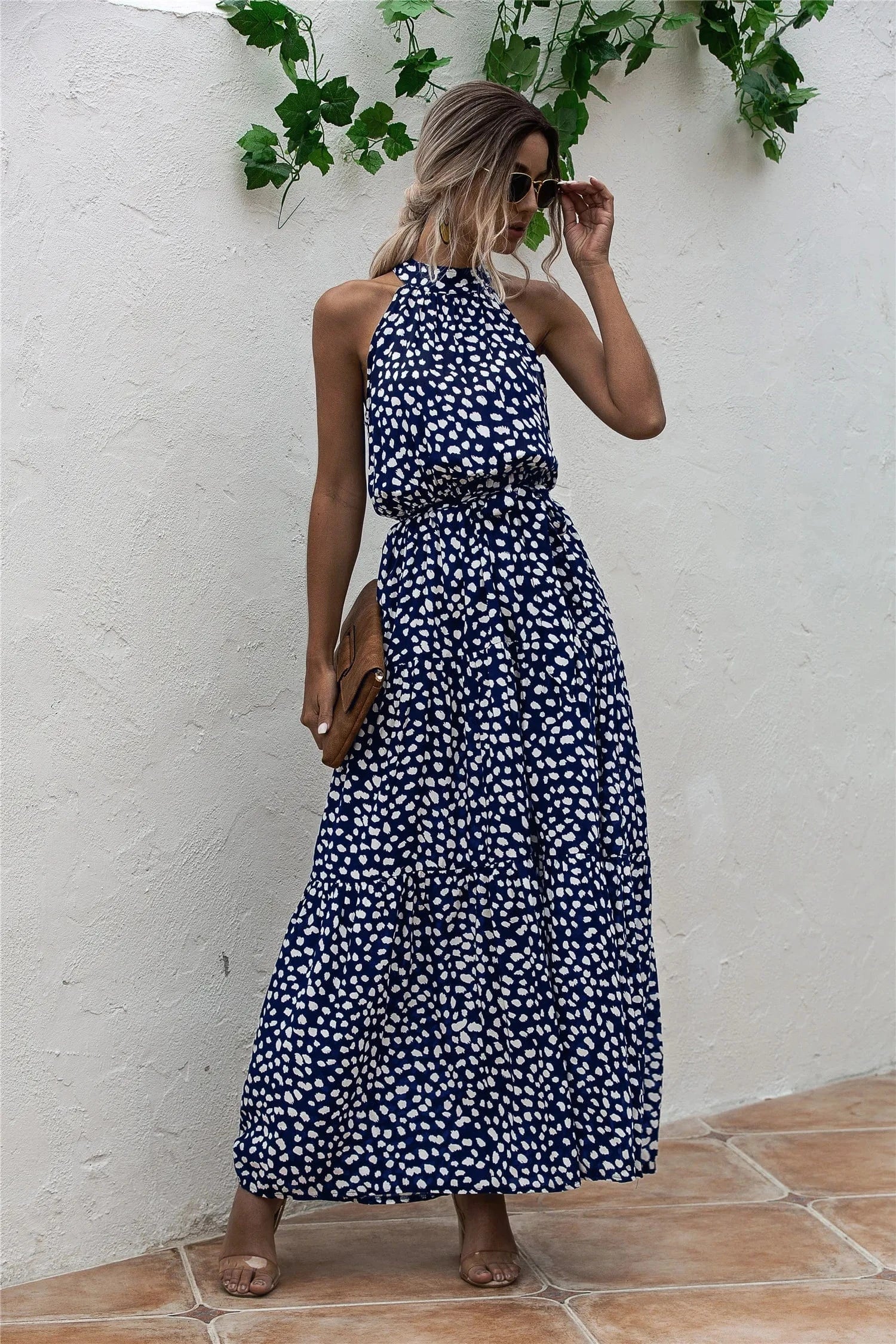 Robe été longue halter fluide