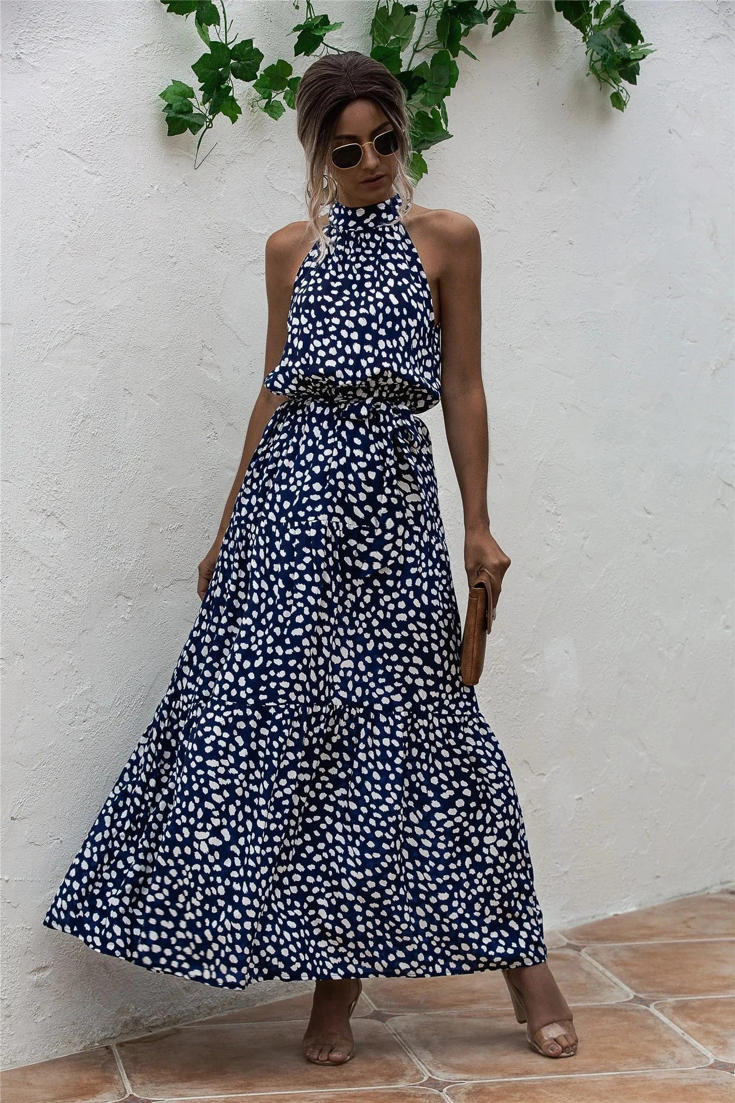 Robe été longue halter fluide
