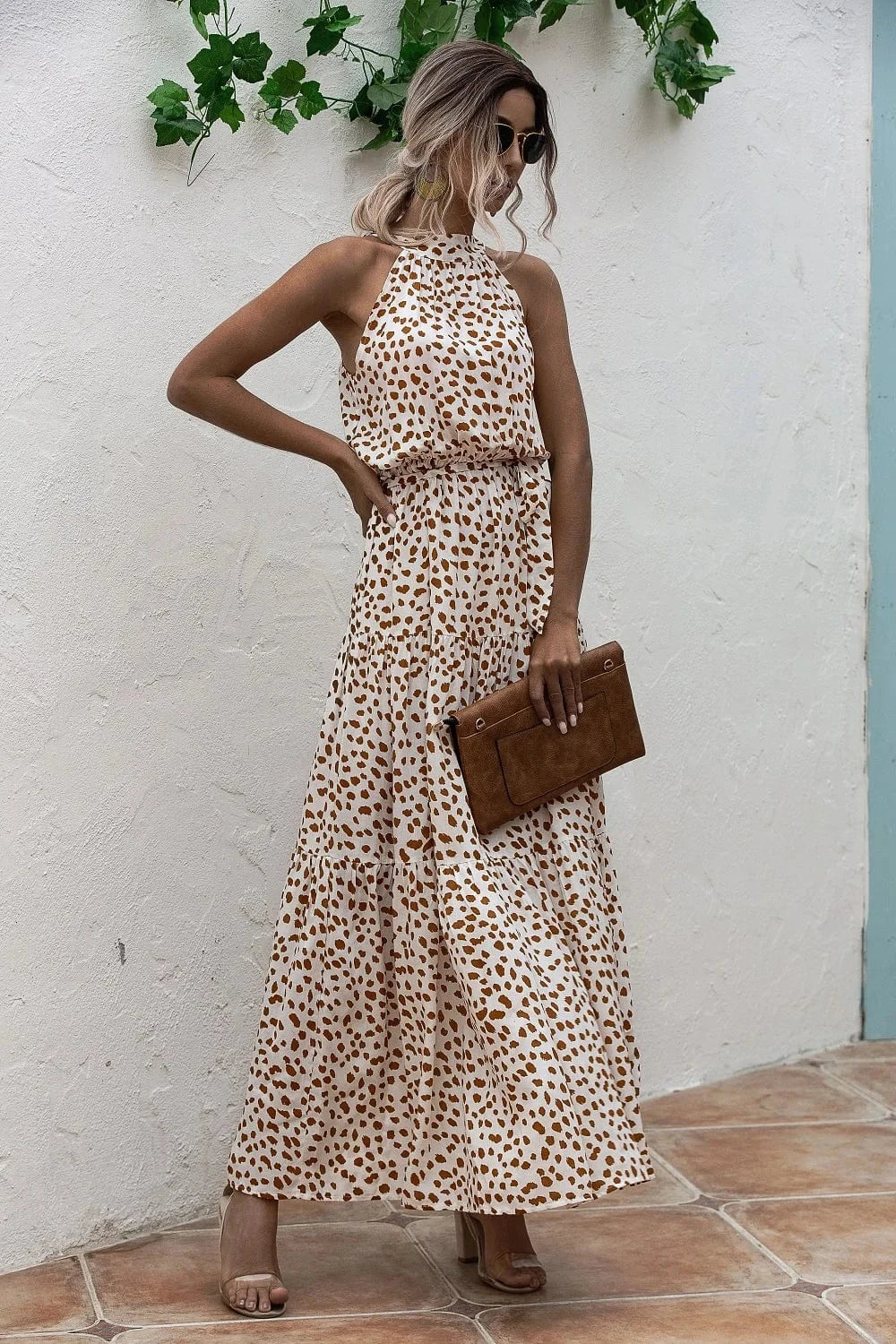 Robe été longue halter fluide