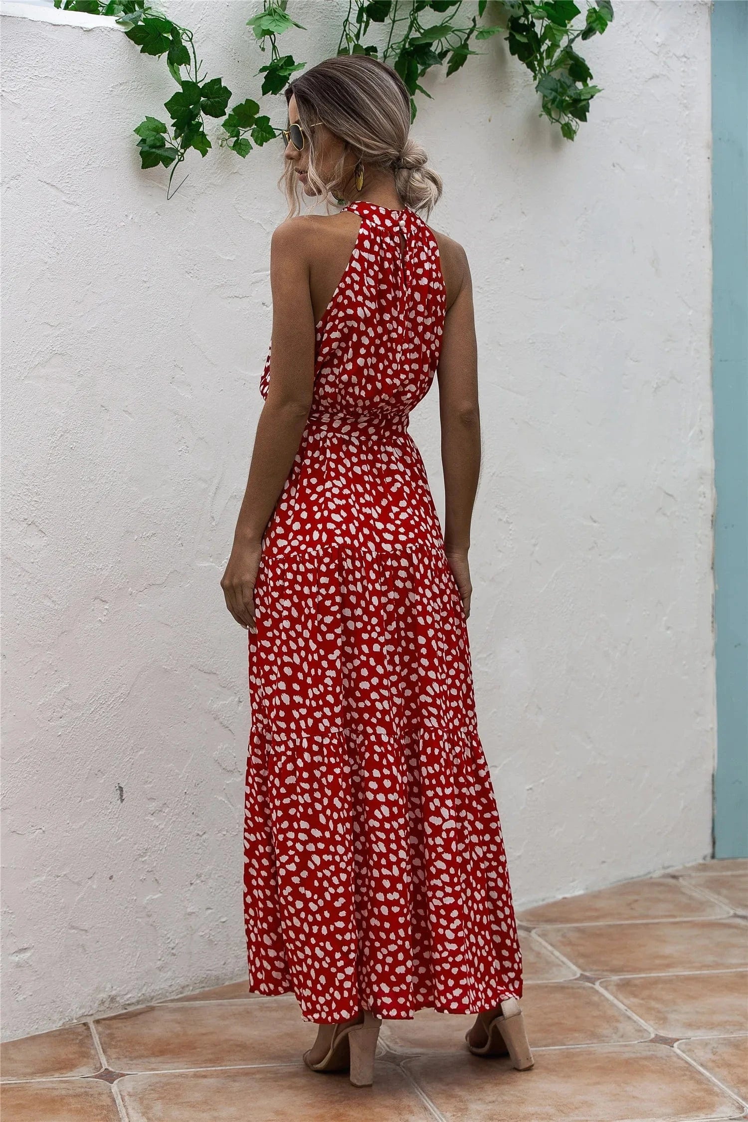 Robe été longue halter fluide