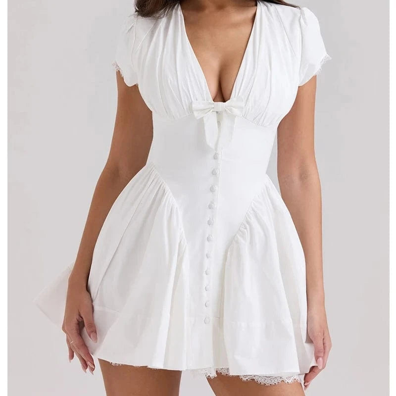 robe été sexy courte évasée fluide sans manches pour soirée plage ou vacances décontractées