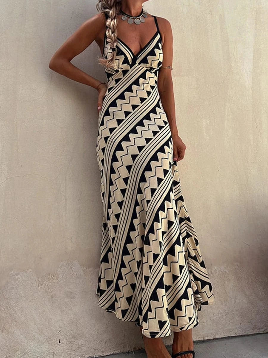 robe bohème été longue fluide à bretelles pour plage ou invitée mariage champêtre élégante