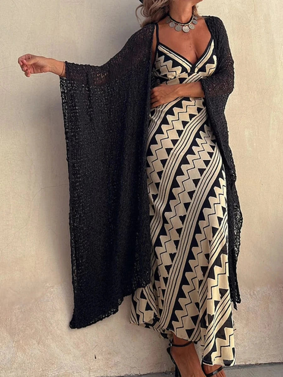 robe bohème longue d’été à bretelles, fluide et légère pour un look décontracté et élégant au soleil