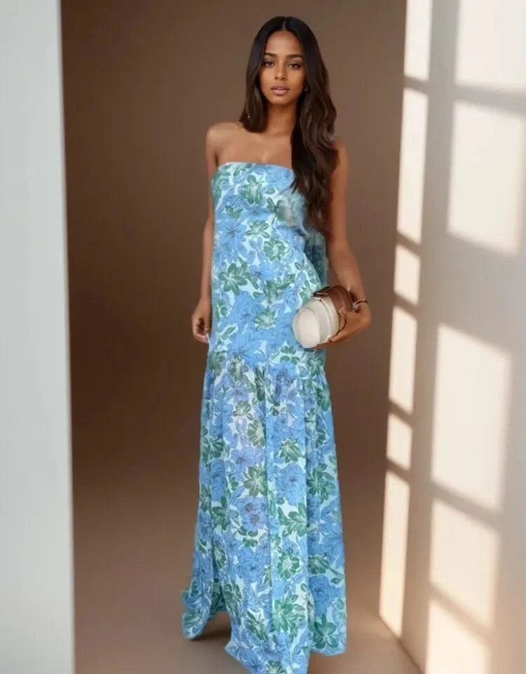 robe longue bustier fleurie idéale pour un mariage invité chic au style bohème et silhouette trapèze