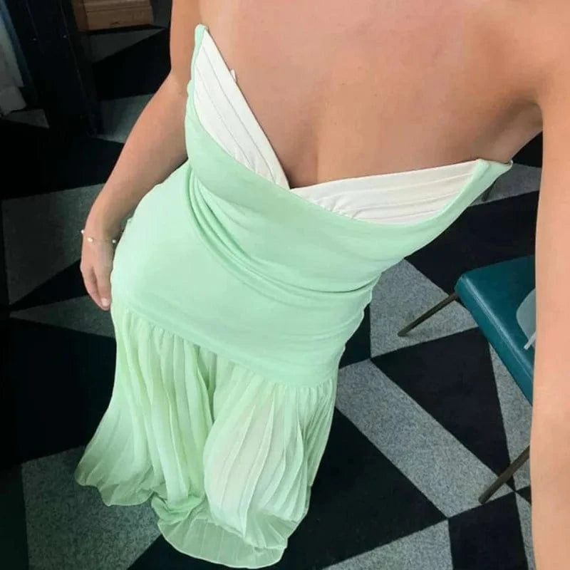 Robe invitée au mariage plissée longue verte
