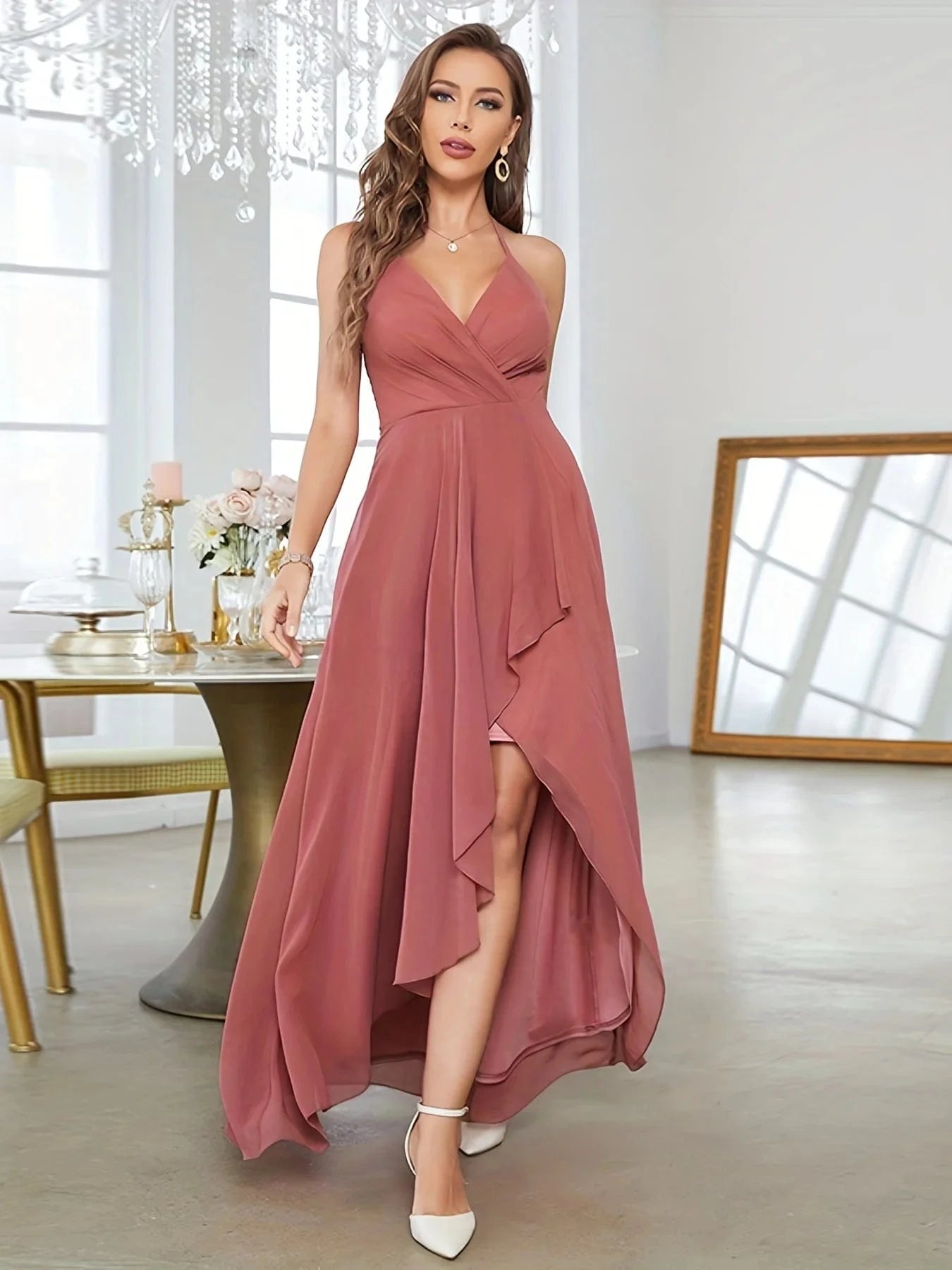 robe invitée mariage chic asymétrique longue une épaule pour cérémonie élégante printemps été