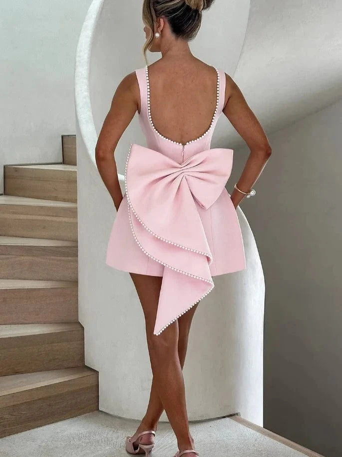 robe dos nu rose poudré pour mariage invité chic longue fluide élégante féminine et estivale