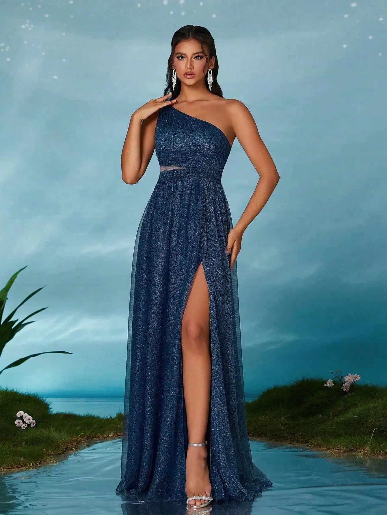 robe pour mariage invitée chic épaules dénudées longue fluide rose poudré style bohème élégant