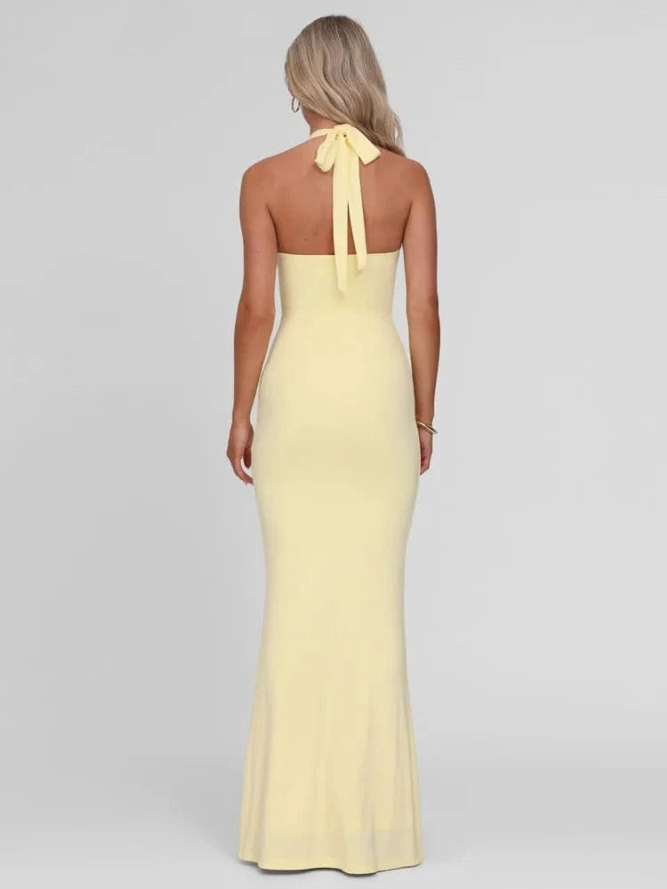 Robe jaune longue sans manches