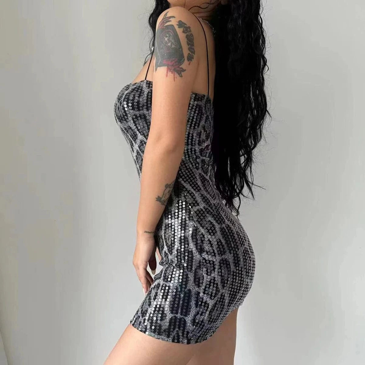 Robe léopard mini à paillettes