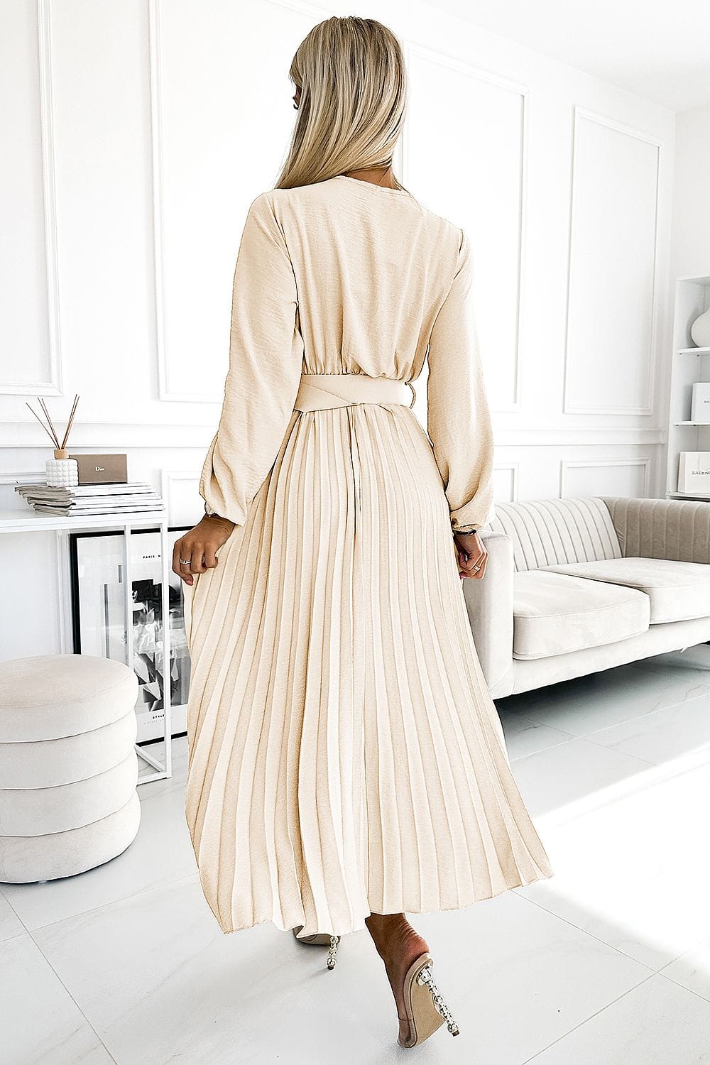 robe longue fluide plissée manches longues idéale pour mariage grande taille au style bohème chic