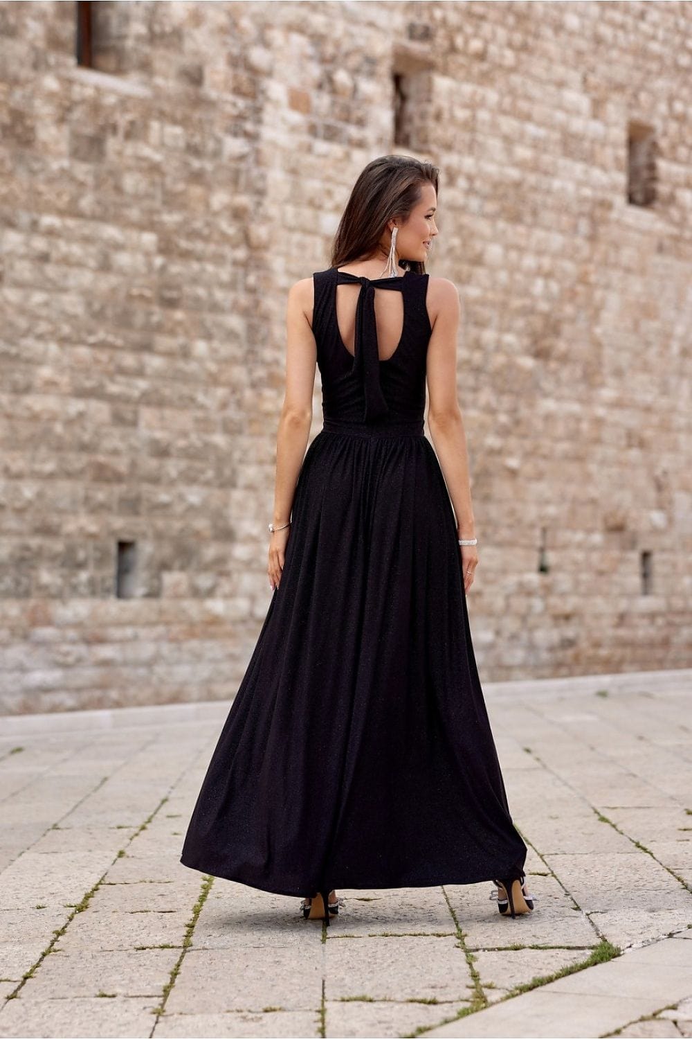 robe soirée mariage longue fendue sans manches élégante pour invitée chic en été ou nouvel an