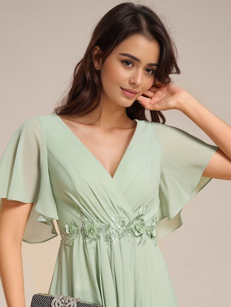 Robe pour invitée au mariage midi verte