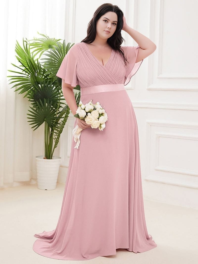Robe pour invitée au mariage rose poudre longue