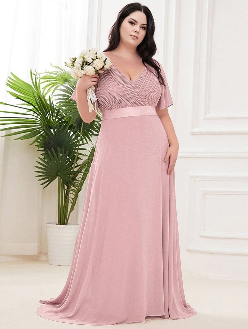 Robe pour invitée au mariage rose poudre longue