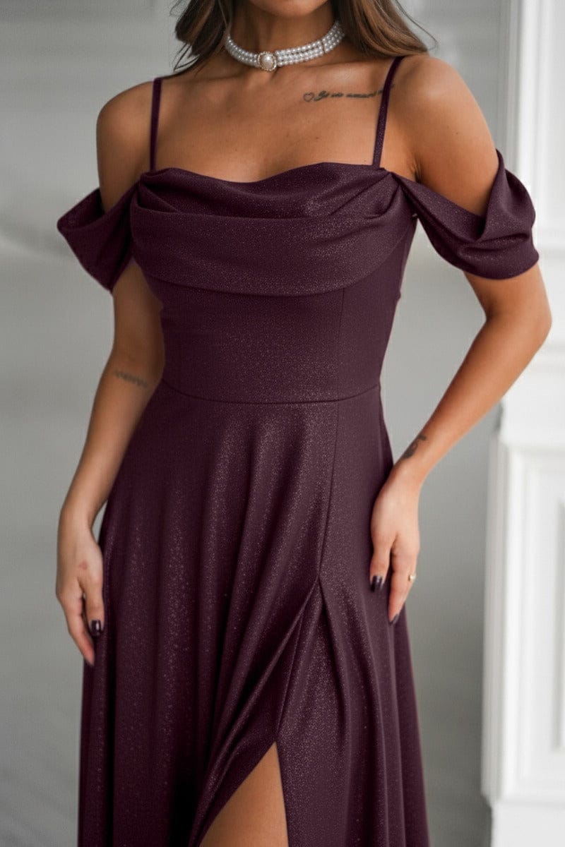 Robe pour invitée au mariage violette longue scintillante