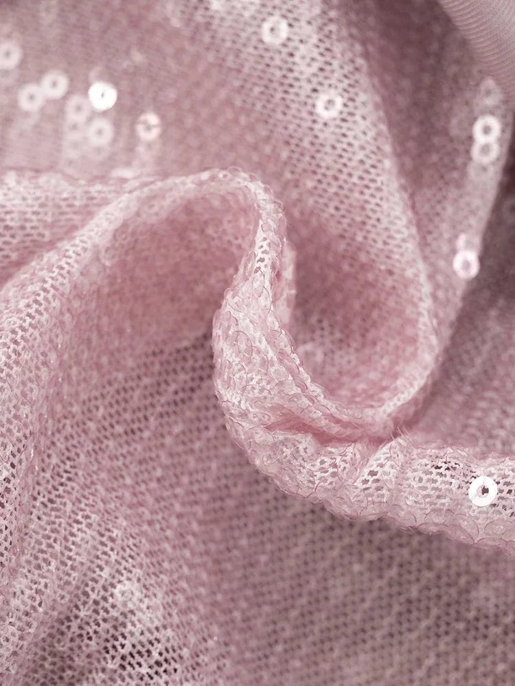 Robe sequin rose courte bustier