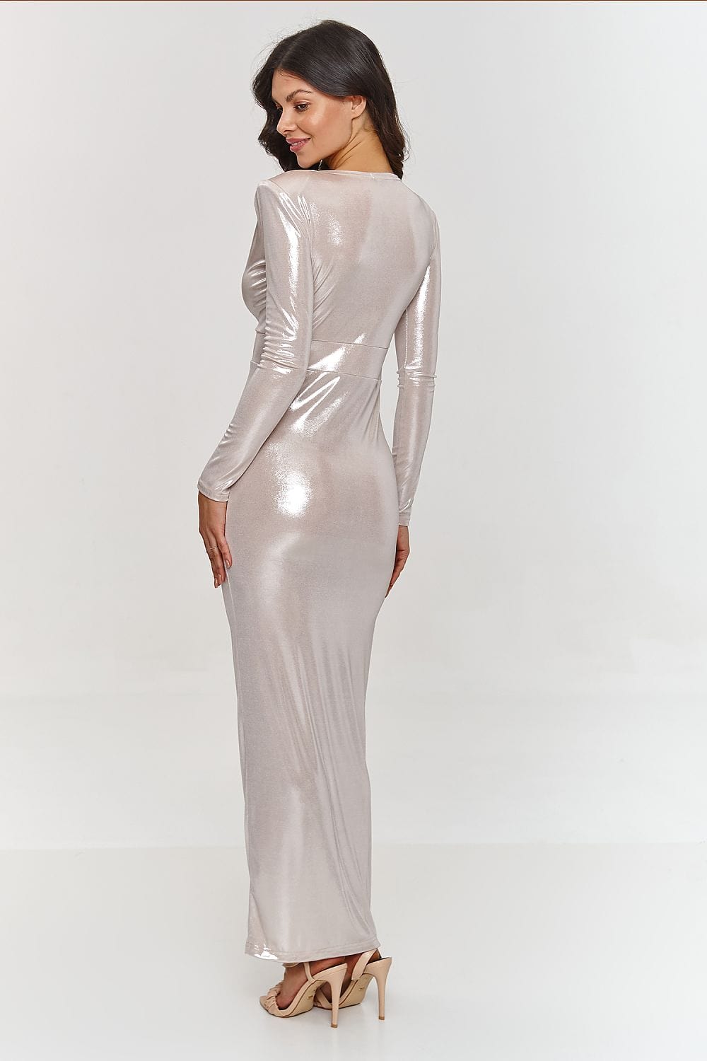 robe soirée chic longue fendue métallisée pour mariage invité chic ou soirée élégante d'été