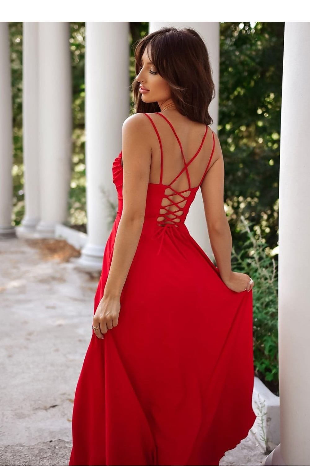 robe de soirée chic longue fendue pour mariage invité, élégante fluide silhouette trapèze manches courtes