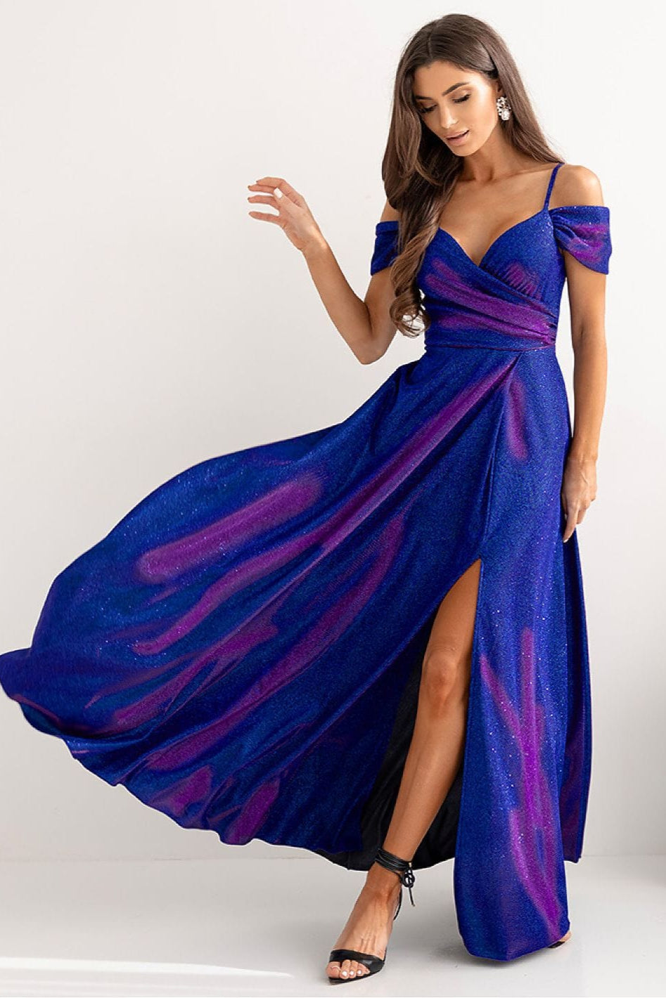 robe soirée paillette longue fendue chic fendue noire pour nouvel an ou mariage élégant