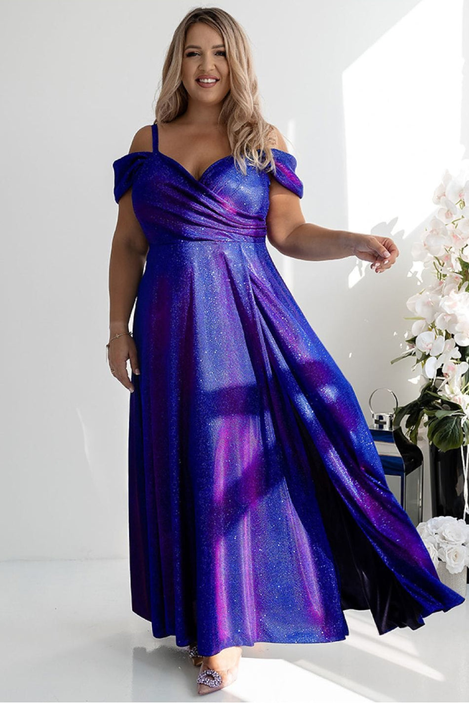 robe de soirée paillette longue fendue chic moulante décolleté fendue pour nouvel an