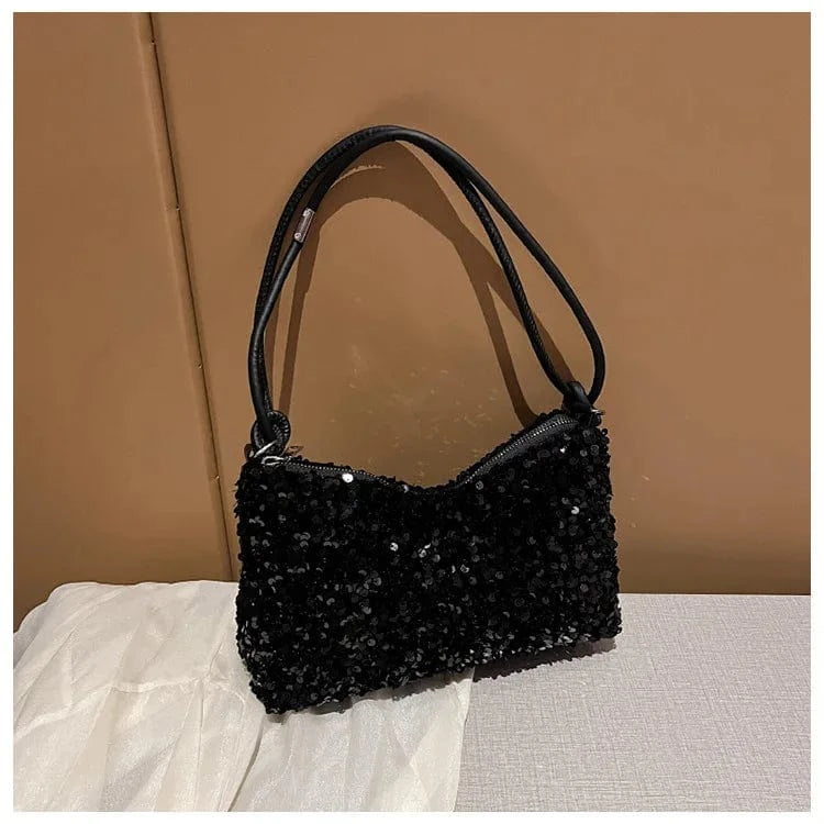 sac à main soirée paillette noire chic pour mariage ou soirée élégante, accessoire mode femme