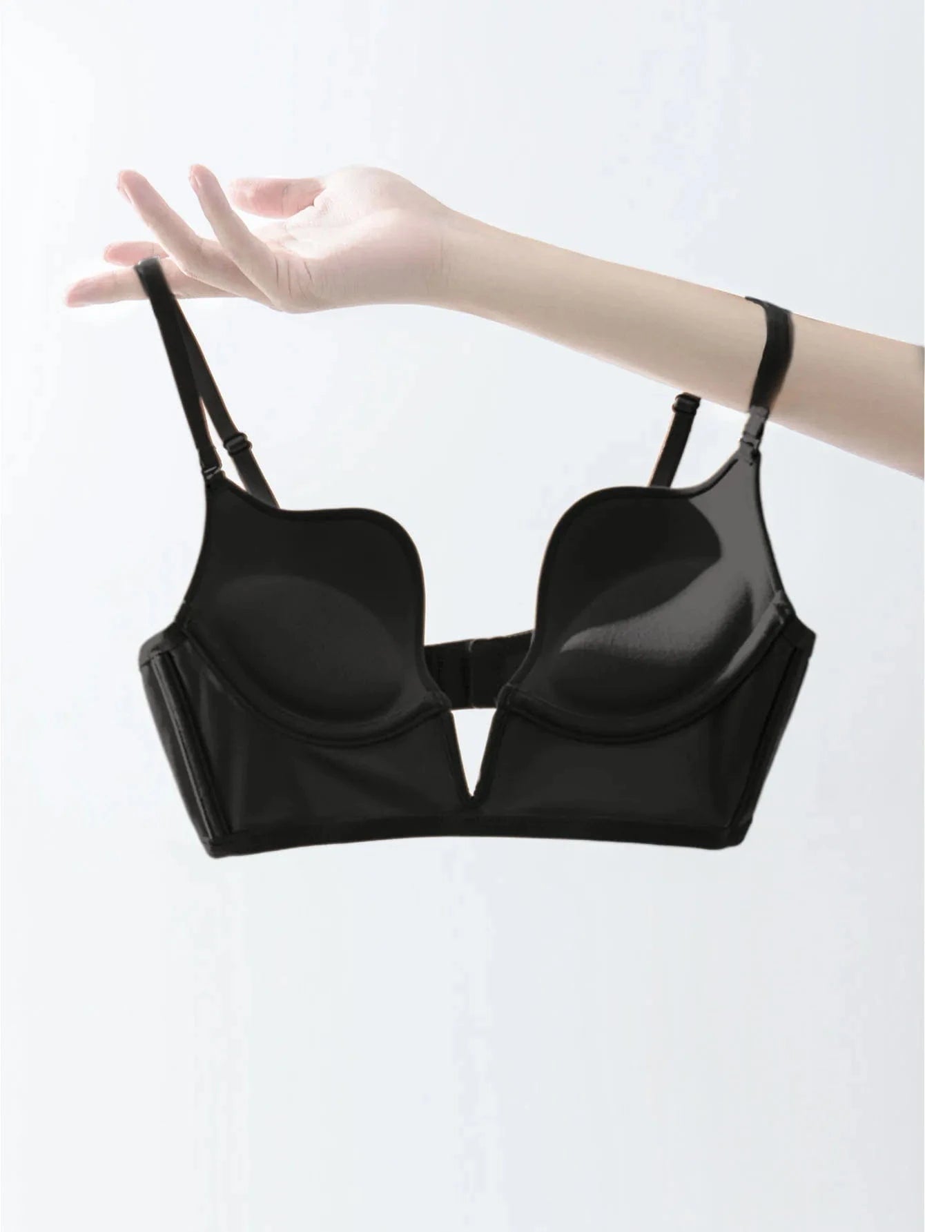 soutien-gorge push-up noir sexy pour soirée chic, sans manches, noir, effet push-up élégant