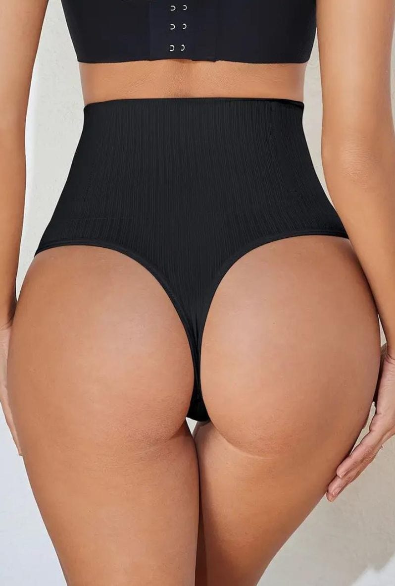 String gainant sexy noire moulante amincissante grande taille sans manches dos nu courte