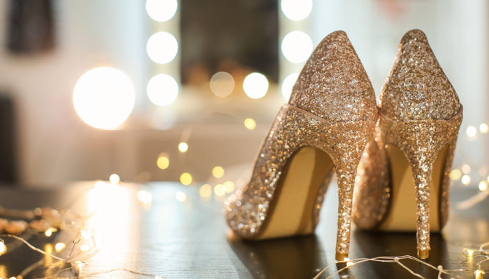 chaussures robe dorée 