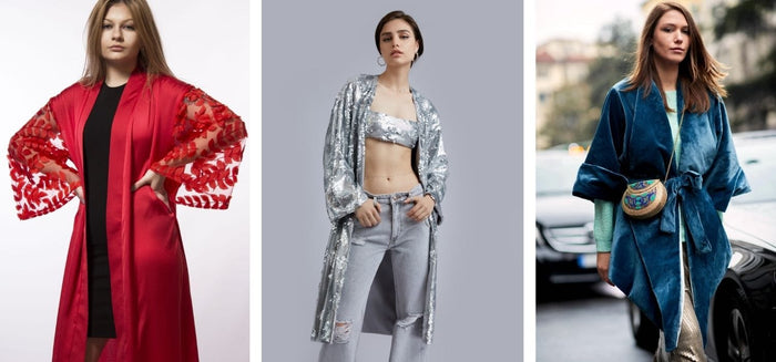 Femmes portant kimono sur robes