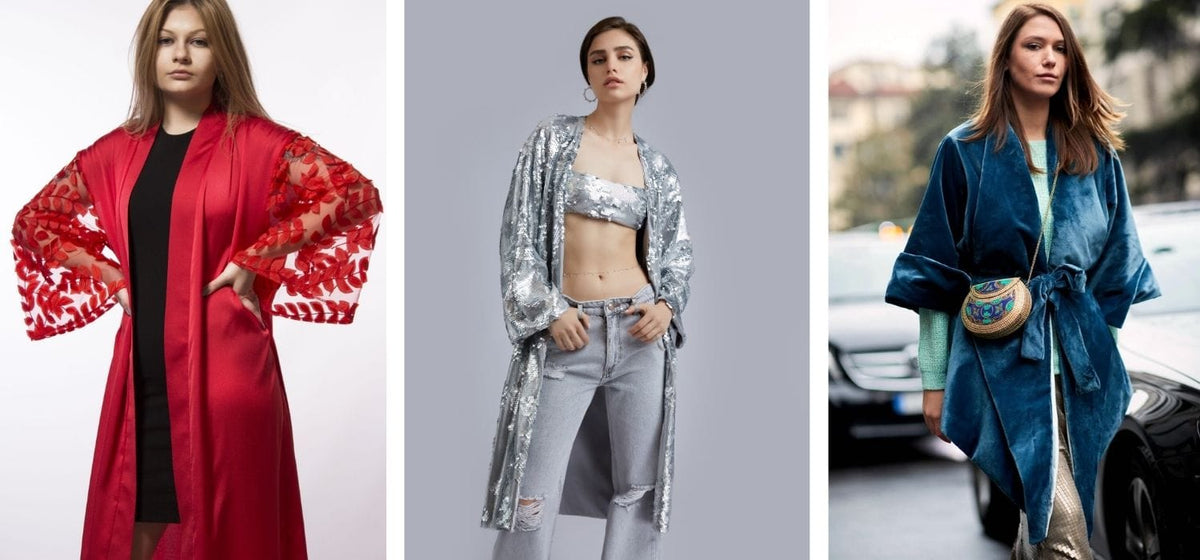 Femmes portant kimono sur robes