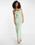 Robe longue vert sauge