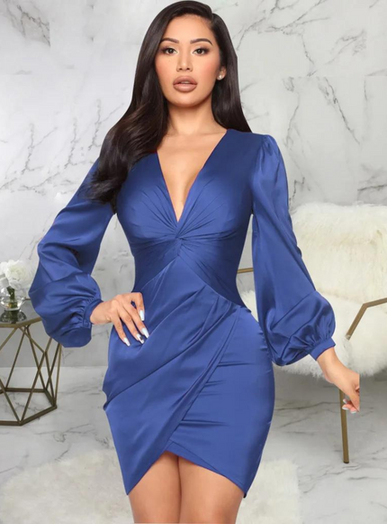 robe bleu manches longues