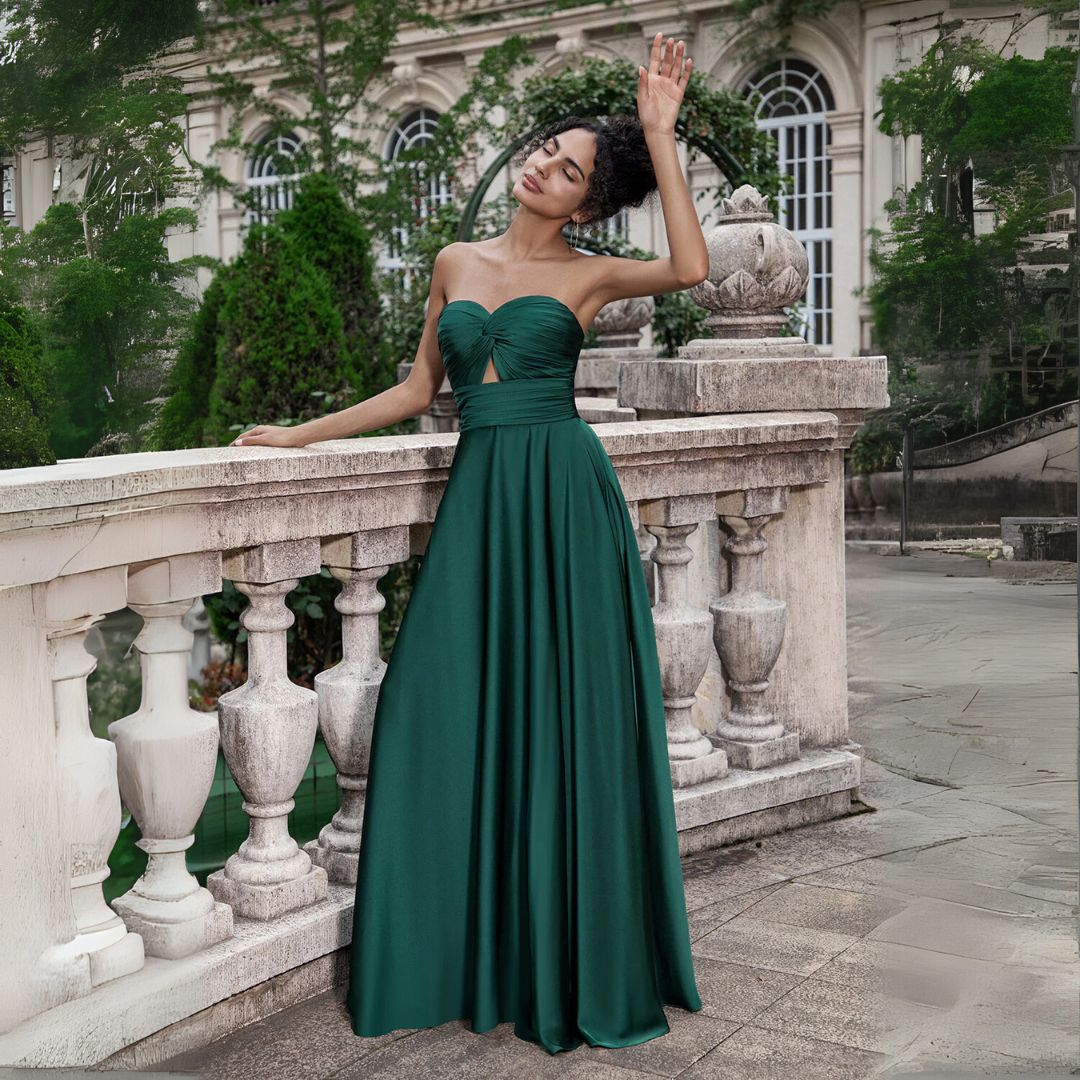 Robe longue fluide bustier verte