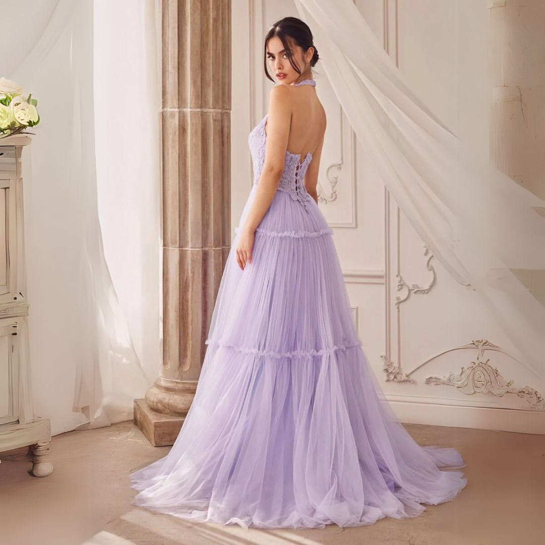 Robe longue lilas dos nu