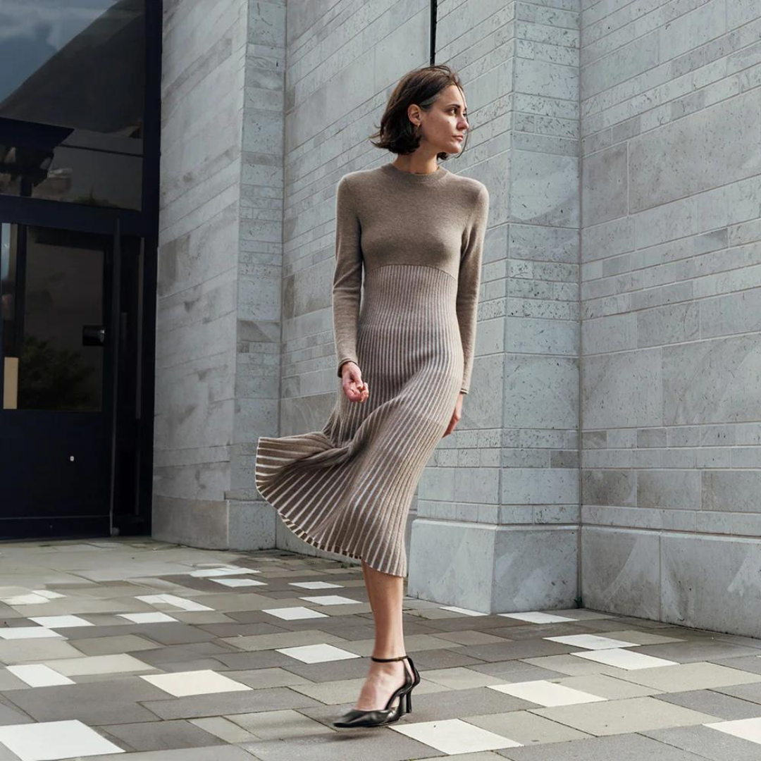 Robe en maille beige