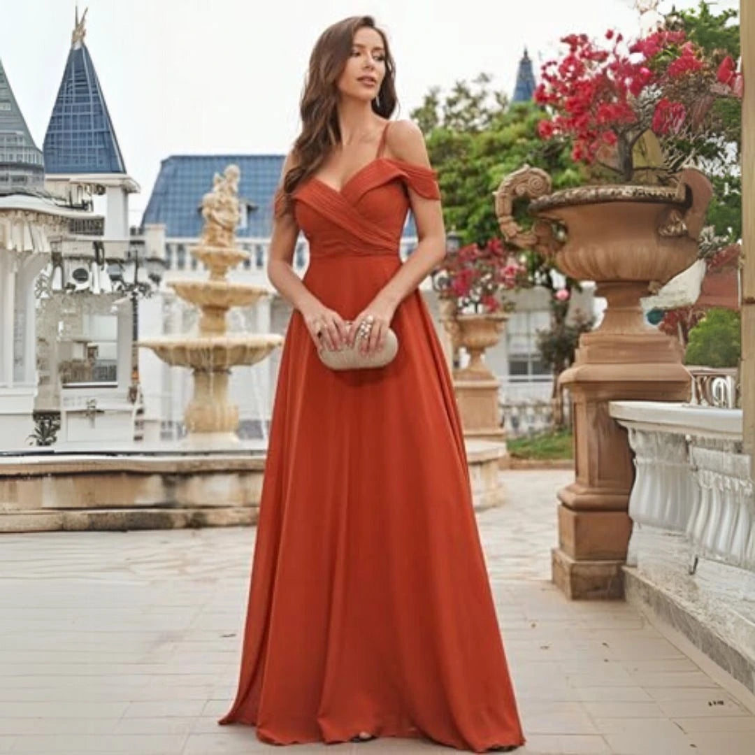 Robe longue fluide terracotta
