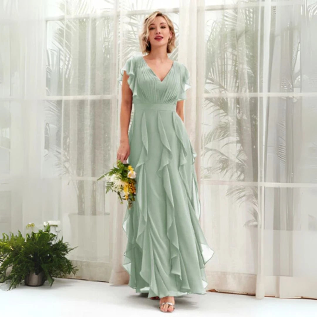 Robe longue verte sauge