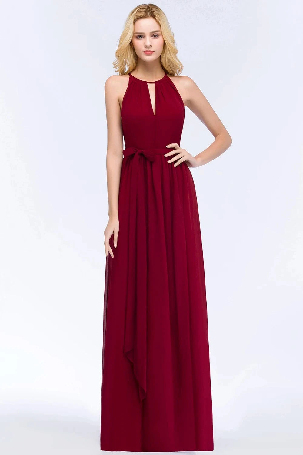 robe demoiselle d'honneur bohème longue fluide en tulle rose poudré pour mariage champêtre élégant